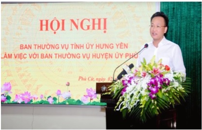 Ban Thường vụ Tỉnh ủy làm việc với Ban Thường vụ Huyện ủy Phù Cừ